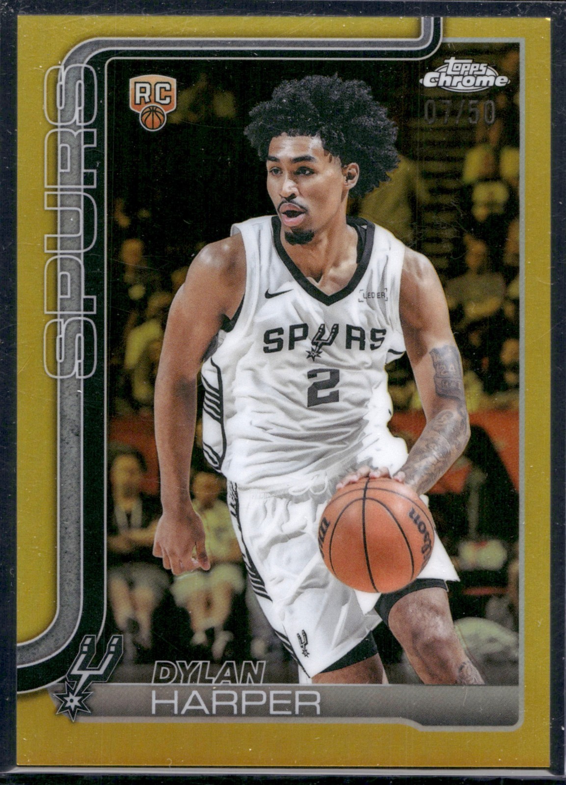 DYLAN HARPER Rookie 2025-26 Topps Chrome True Gold Refractor /50 Spurs RC #252