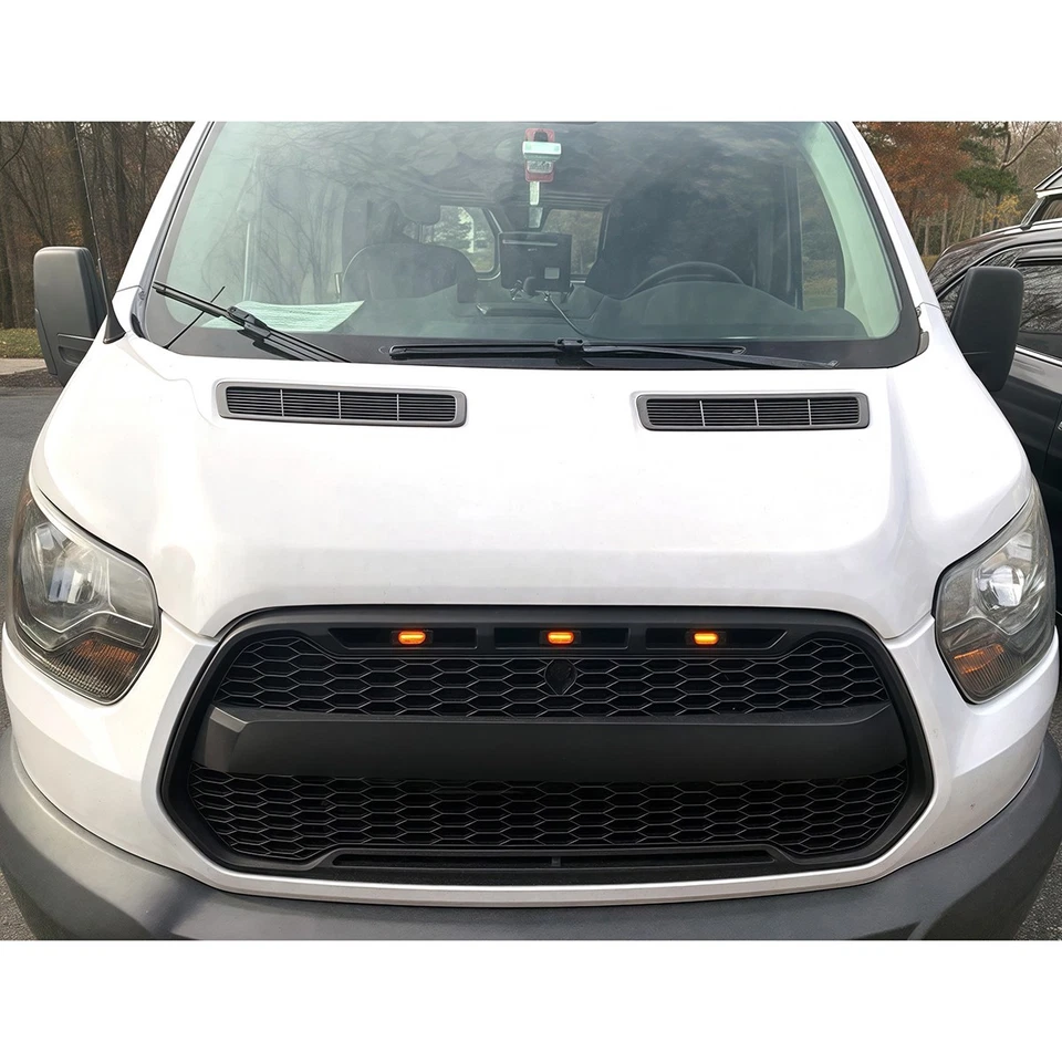 Передняя решетка подходит для бампера FORD Transit 150 250 350 350H 2015–2019 со светодиодами - Изображение 2 из 4