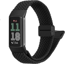 Magnetic Braided Stretchy Band for Fitbit Charge 6/5 Woven Nylon Sport Strap