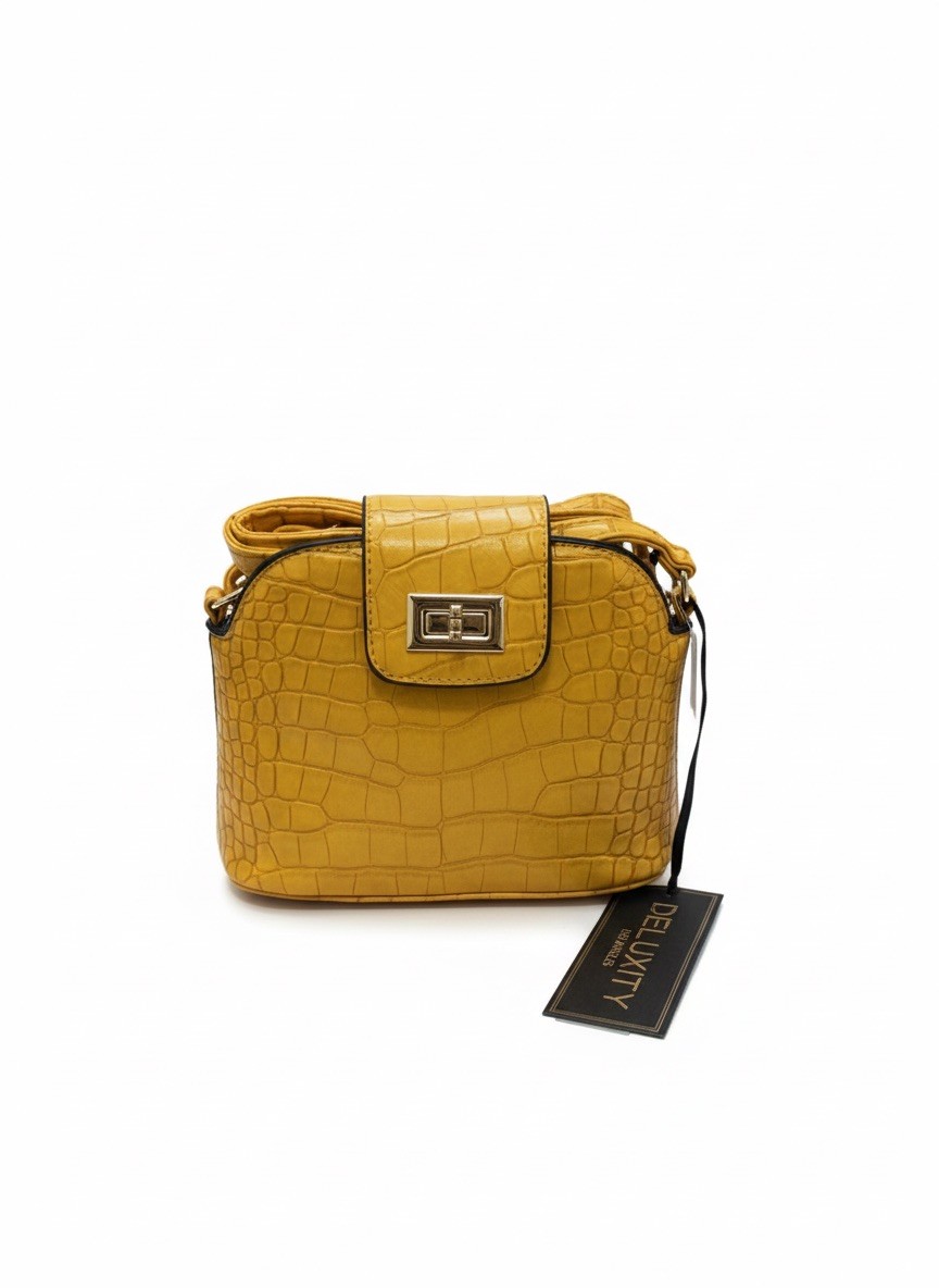 BJ6085 DELUXITY Crossbody Purse Bag Shoulder Bag Zipper yellow vegan boho chic