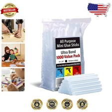 Huge 1000pc Mini Hot Glue Sticks 4" .27" Bulk Pack - Durable, Safe High/Low Temp 0.13 per gallon