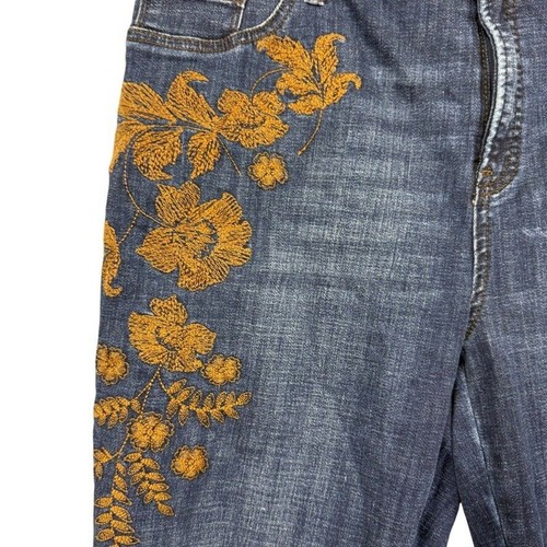Chicos So Slimming Girlfriend Ankle Slim Leg Embroidered Jeans Stretch 2.5 / 14 - Picture 6 of 16