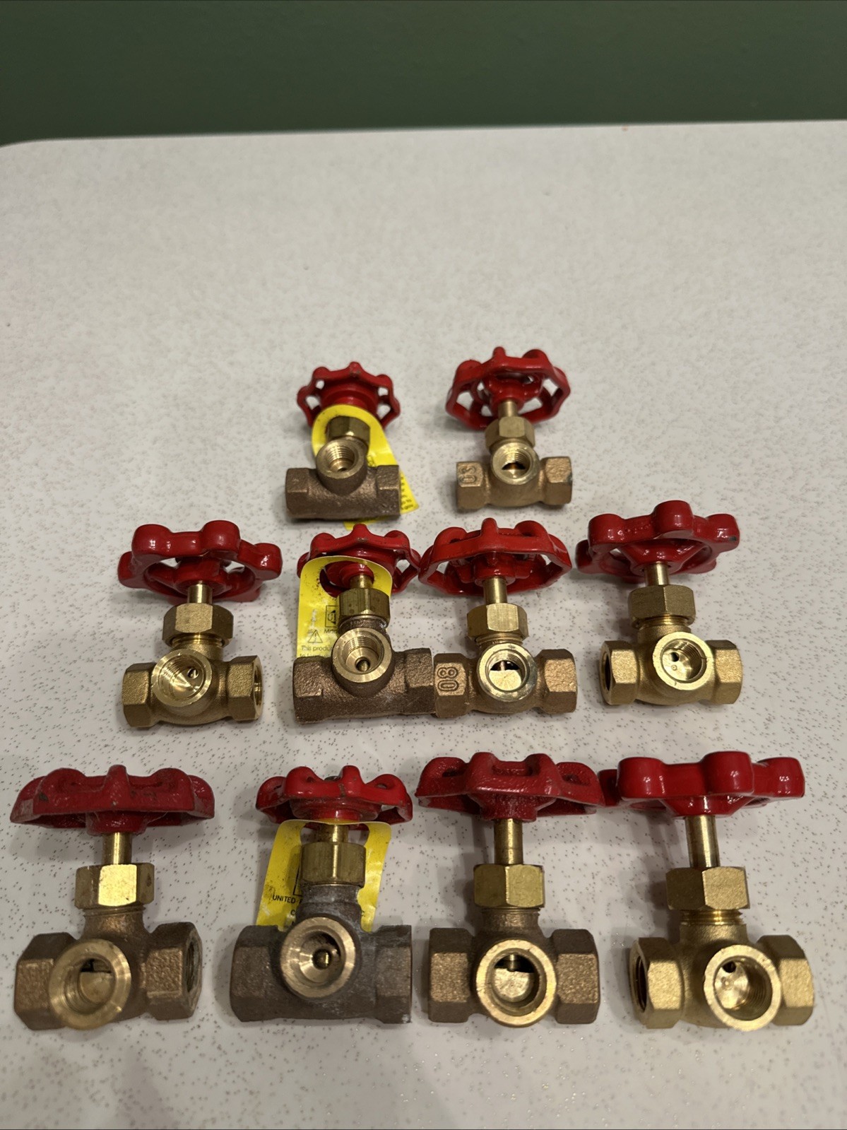 Lot 10 NOS Brass Shut Off Globe Valves Red Handle HVAC Plumbing Industrial