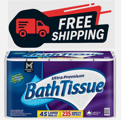 Member's Mark Ultra Premium 2-Ply Toilet Paper 45 rolls, 235 sheets/roll-Genuine