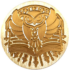 Owl Sitting on Open Book - unique Stylized design, 1" dia. Wax Seal Stamp head