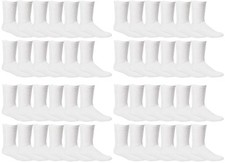 24 Pairs Yacht  Smith Kids Premium Cotton Crew Socks White Size 4-6 Boys