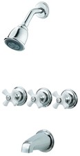 Pfister LG018CPC LG01-8CPC 3 Tub Shower Faucet with Metal Cross Handles,