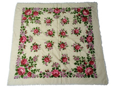 Vintage Beautiful Collectible Embroidered Scarf Soviet Scarf USSR
