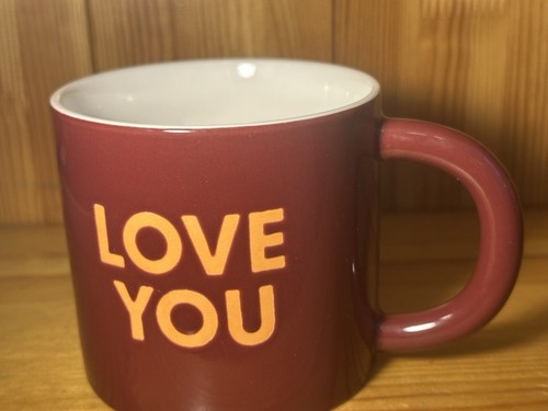 "Taza de café de gres 16 oz - Love You - 3,5"" - Room Essentials™ Borgoña NUEVO - Imagen 2 de 7