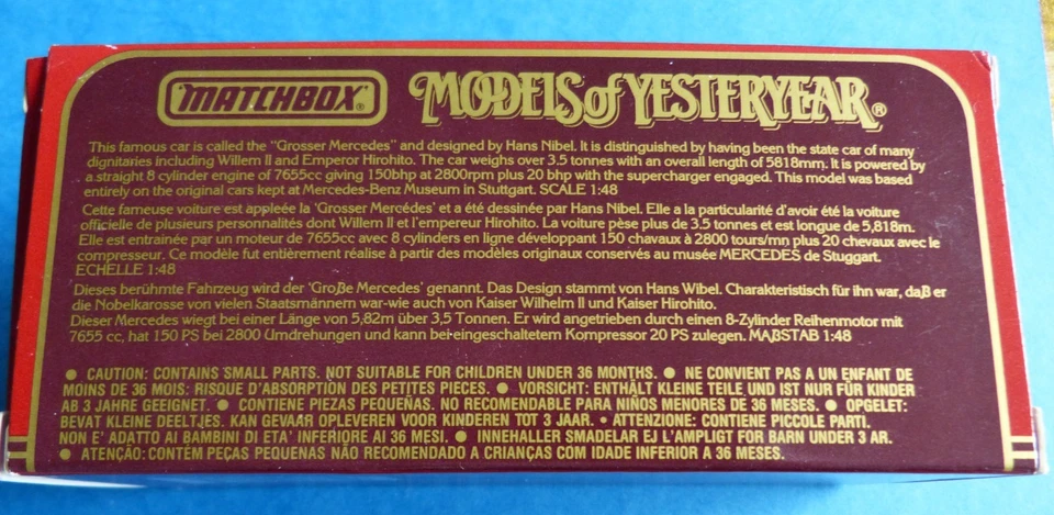 Matchbox Modell Y 40 1931 Mercedes Benz 770 Models of Yesterday 1:48 grau blau - Bild 3 von 4