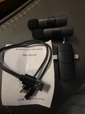 2-Pcs Wireless Lavalier Microphones iPhone, ipad, Android, Camera USB-C Mini