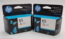 2 PACK  HP 65 Single Ink Cartridge - Tri-color N9K01AN 140 EXP:11-2024