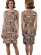 TALBOTS Geometric Print Cotton Sheath Dress - Size 12