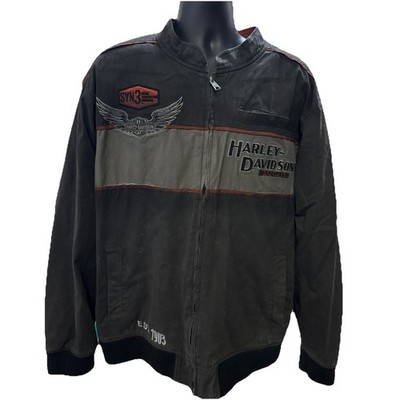 Harley Davidson SYN3 Jacket Mens 2XL Charcoal Gray Distressed Moto Riding Jacket