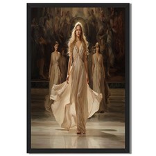 Elegant Woman Portrait Framed Canvas Print Vintage Wall Art Home Decor