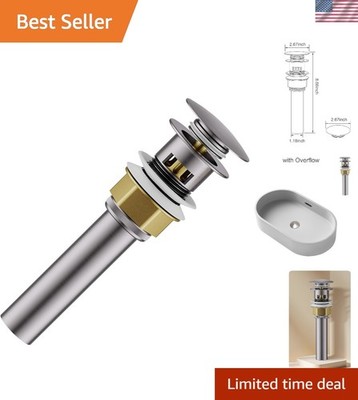 Bathroom Sink Drain with Strainer Basket and Pop-Up Drain Stopper Set Brushed...