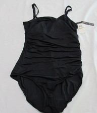 Jantzen Ruched Black One Piece Swimsuit Size 12 New  Tags