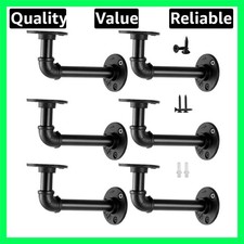 Industrial Pipe Shelf Brackets for 8 10 12 14 inches Board, Iron L Pipe Float...