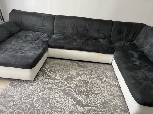 Wohnlandschaft Gebraucht mit Bett-Funktion Grau und Weiß - Bild 2 von 11
