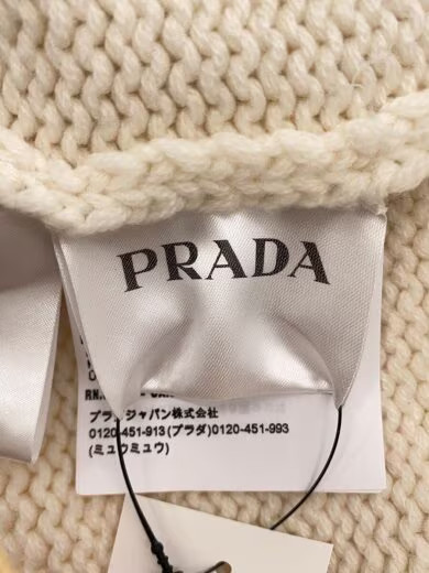 PRADA/23AW/V-neck cashmere sweater/100% cashmere/Size 48/CRM/UMB701 thumbnail 3