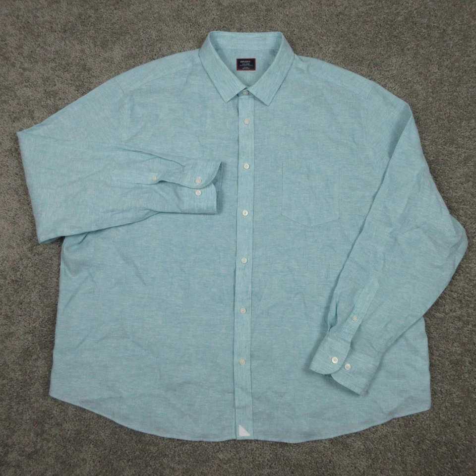 Untuckit Shirt Mens 3XL Teal Solid 100% Linen Lightweight Casual Button Up EUC - Image 2 of 4
