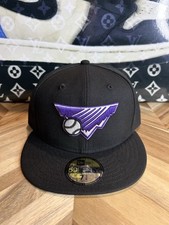 New Era Colorado Rockies Upside Down Logo Black 7 3/8 Super Rare Sold Out