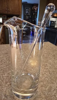 MCM Crystal Manhattan/ Old Fashioned's Pitcher With Glass Glass Ball  Stirrer