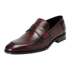 Salvatore Ferragamo Men's "Lionel" Deep Burgundy Leather Slip On Loafers Shoes