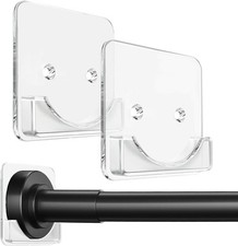 Clear Shower Curtain Rod Holder, Adhesive Shower Rod Holder for Wall, Large