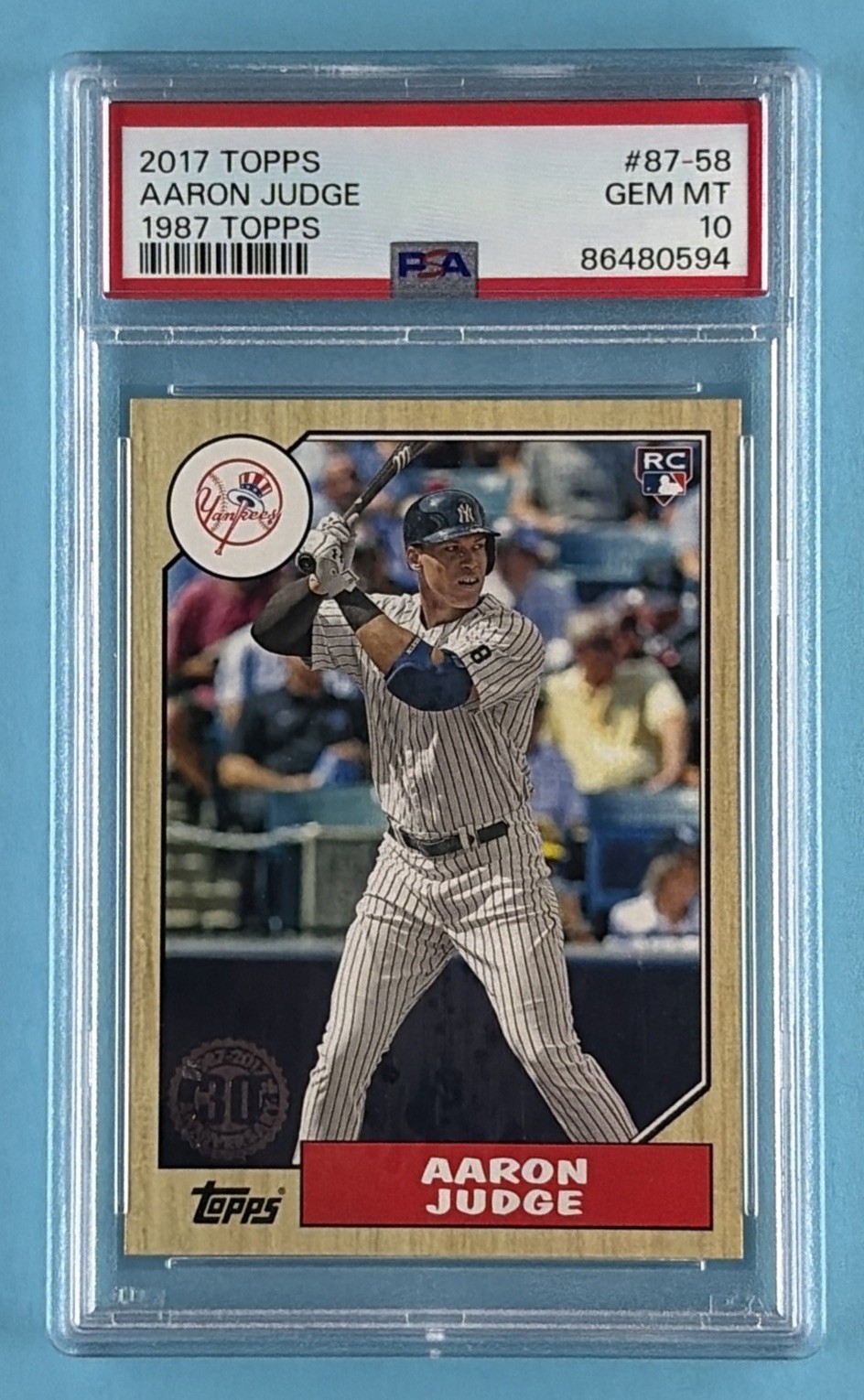 2017 Topps #87-58 Aaron Judge 1987 Topps Rookie RC - PSA 10 GEM MINT
