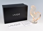 Figurine coq stylisée cristal lustre doré Lalique (France) *EN BOITE*