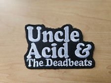 UNCLE ACID.., IRON ON WHITE EMBROIDERED PATCH