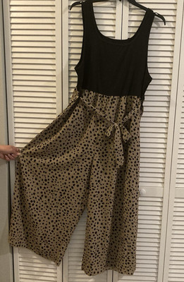 Leopard Animal Print Sleeveless Jumpsuit Womens Sz 4XL Classy Resort Wear Office