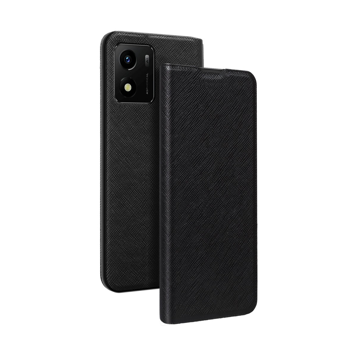 Étui pour Vivo Y01 Folio Stand Edition bleu avec rangement carte bleue