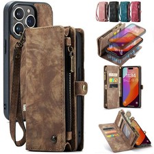 Zipper Leather Wallet Detachable Cover Case For iPhone 17 16 15 14 Pro Max 13 12