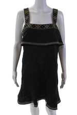 Madewell Womens Linen Blend Sleeveless Knee Length Dress Black Size Medium