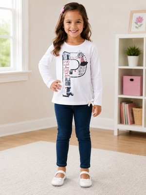 OshKosh B'Gosh Kid Girls' 2-Piece Long Sleeve Top & Denim Jegging Set   Size 5