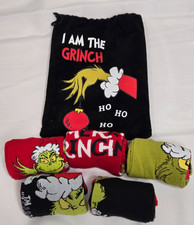 Dr Seuss The Grinch 5 Pairs of Socks w/ "I am the Grinch" Tie Bag