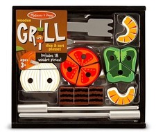 Melissa And Doug Grill Slice and Sort BBQ Set 18 Pcs - Wooden Play Food