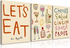 GALWUJG Kitchen Wall Art Decor Set of 3 Colourful Cheers 12x16Unframed, #02 