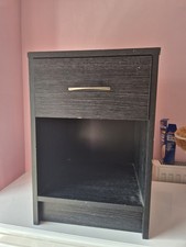 Black Bedside Table Draw and Shelve Storage Cabinet Bedroom Furniture