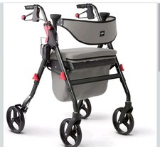 Medline Premium Empower Rollator Walker with Memory Foam Seat Black, 300 lb
