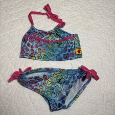 Build a Bear 2013 Blue Heart w/ Pink Bow Bikini 2 Piece Bathing Suit 