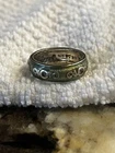 Vintage Rare Stamped HV Sterling 925 Silver Green Enamel CZ Ring Size 5