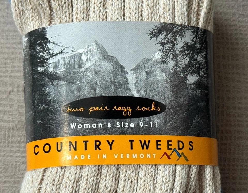 NUEVO CON ETIQUETAS Country Tweed 2 pares de calcetines para mujer talla 9-11 Vermont azul avena de colección Foto 2 de 4
