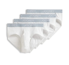 Men's Jockey 4-Pack Cotton Blend Briefs All White Underwear