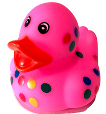FREE SHIP - 2" HOT PINK CONFETTI SPOTTED DOT CRUISING RUBBER DUCK CRUISE DUCKIE