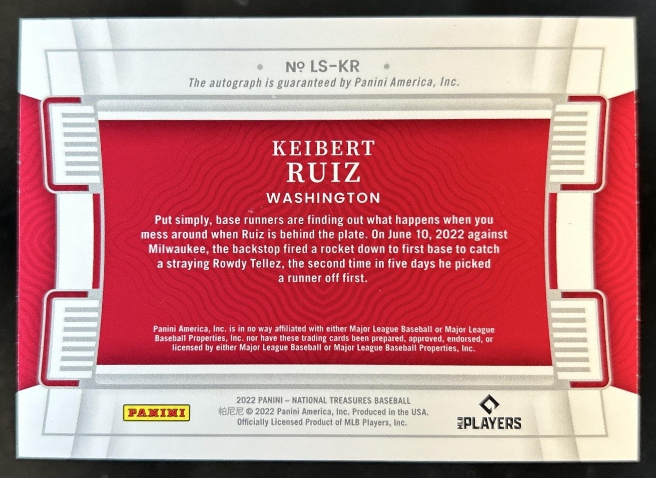 2022 Panini National Treasures Keibert Ruiz Legacy Signatures Auto #/63 view 2