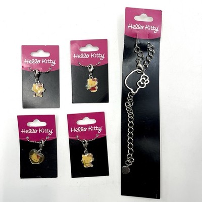 Vintage Hello Kitty Enamel Charm Set w Bracelet 2004 Sanrio Pink Carded