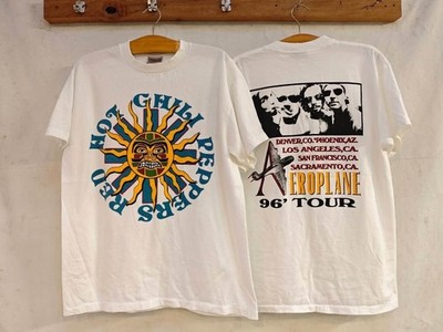 RHCP T Shirt 1996 Aeroplane World Tour Graphic White Double Sided Tee PA9981